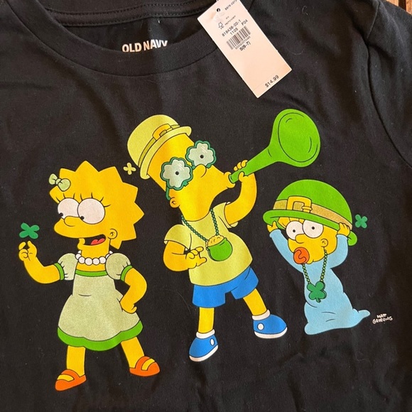 Old Navy | Kids Simpsons St. Patrick’s Day T-Shirt | Black | S (6-7) | NWT - Picture 2 of 4